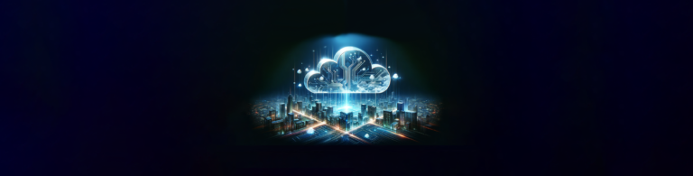 Picture of cloud and city with technology